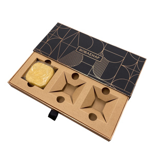 Biodegradable Sliding Rigid Paper Box with Gold Foil Stamping for Luxury Soap Packaging Custom Size - Product Image 1