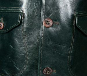 Chaqueta de cuero de caballo, forro de cuero curtido para verduras, botón de madera de algodón, espesor de 1,2mm, hecho a mano - Product Image 4