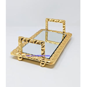 Plateau rond en bois de couleur marron, finition créative sous glaçure, vaisselle et assiettes de luxe, fabrication artisanale, excellente qualité - Product Image 3