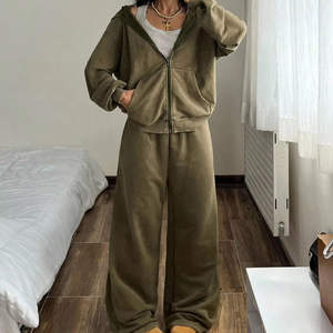 Ensemble de survêtement d'hiver unisexe de haute qualité, imprimé, 2 pièces, survêtement pour femmes, jogging, sweat à capuche zippé Gary, pantalon, survêtement - Product Image 1