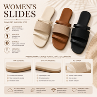 Sandales plates en cuir PU pour femmes, vente en gros, sandales d'été, semelle antidérapante en TPR, tongs de plage tendance pour femmes, logo personnalisé OEM