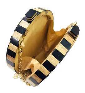 Bolso de Mano de Madera Hecho a Mano por Diseñador, Chapado en Oro, con Dije de Mariposa de Lujo, Conjunto Completo, Diseño Creativo para Bodas de Mujeres - Product Image 3