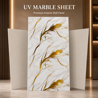 Panneau mural décoratif en PVC brillant effet marbre UV artistique or blanc MORLENX pour villas et hôtels de luxe