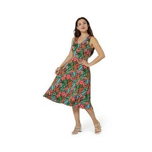 Vestido Leota para Mujer, Color Verde Multi, Talla Pequeña, Transpirable, Largo hasta la Rodilla, Cintura Imperio, con Cierre y Logotipo Personalizado, para el Día del Club - Product Image 2