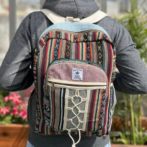 Nouveau design de sacs pour ordinateur portable en chanvre sacs à dos durables nouveauté jute avec coton unisexe multi-usages sacs à dos de voyage - Product Image 3