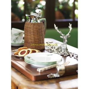 Plateau de service rectangulaire en bois avec poignées de cerf argenté Plateau décoratif rustique pour collations au fromage et usage domestique - Product Image 3