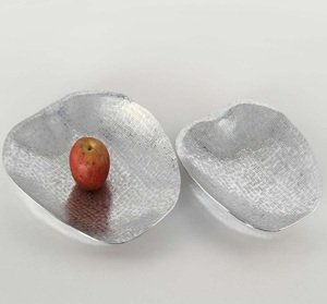 Luxury Handmade Hammered Tray Eco-Friendly New <b>Silver</b> Aluminum Nickel Plated Serving Trays Bowl Platters Charging Polished Metal - Product Image 3