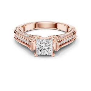 Bague en diamant de laboratoire taille princesse 1,70 carat avec accents pavés pour femme, clarté VVS-VS EF, or 18 carats, 14 carats, 10 carats et argent 925 - Product Image 3