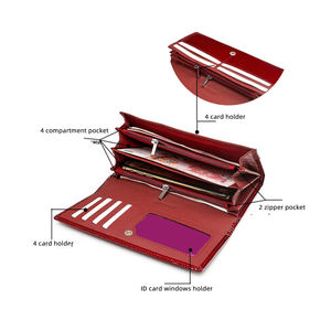 Venta caliente de la cartera de cuero Vintage de las mujeres personalizadas multicolor de alta calidad cierre de cremallera para uso al aire libre - Product Image 5