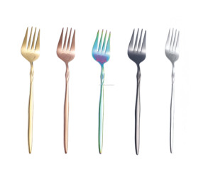 Rainbow Color 5 Rose Spoon and 5 Heart Engraved Fork <b>Flatware</b> <b>Set</b> For any Occasion (Pack of 10) - Product Image 3