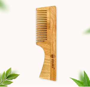 หวีซี่งอนไม้แบบกว้าง | การพันกันอย่างอ่อนโยนสำหรับผมที่บอบบาง | หวีผมธรรมชาติและป้องกันไฟฟ้าสถิตย์จากอินเดีย - Product Image 2