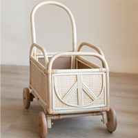 Voiture à pousser en rotin de conception exquise, jouet bohème pour enfant, trotteur, poussette pour bébé, adapté aux enfants de 3 à 8 ans