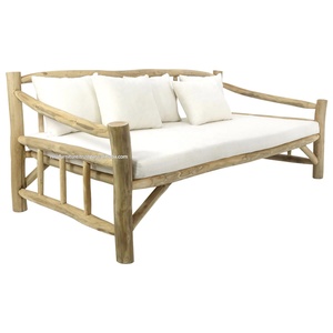 เตียงโซฟากลางแจ้งดีไซน์ทันสมัยกิ่งไม้ธรรมชาติไม้เนื้อแข็งไม้สักสำหรับลานเฟอร์นิเจอร์ในสวนหรือวิลล่าที่ได้รับแรงบันดาลใจจากอินโดนีเซีย - Product Image 1