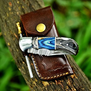 Navaja Plegable de Acero de Damasco, Alta Dureza, Mango de Madera de Palisandro, Cuchillo de Camping, Herramienta de Supervivencia DIY OEM - Product Image 2