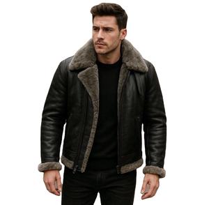 Chaqueta Bomber Impermeable de Cuero Hecha a Mano para Hombre, Cuello Alto, Estilo Urbano, Piel de Vaca, Secado Rápido, Transpirable, Personalizable - Product Image 1