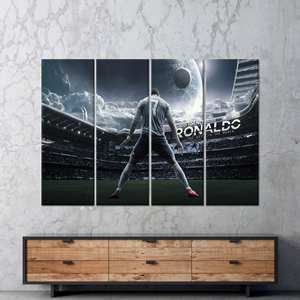 Impresión en Lienzo de Cristiano Ronaldo: Arte Mural de Estrella del Fútbol, Juego de 4 Lienzos - Product Image 1