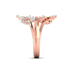 แหวนหมั้นดีไซน์ใบไม้ประดับเพชรทองคำพรีเมียมสำหรับผู้หญิง ทรงมาร์ควิส 0.35 กะรัต ผู้จำหน่ายเครื่องประดับขายส่ง - Product Image 5