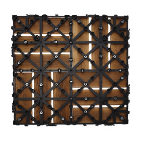 * OUTLET * 10 pezzi di piastrelle da giardino in plastica, 30x30x2,3 cm, pavimenti in legno carbonizzato per esterni, Color legno scuro - Product Image 4