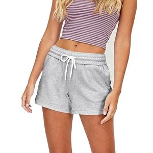 Shorts de sport en molleton de coton pour femmes, personnalisables, style rayé, avec poches, vente en gros, collection 2026 - Product Image 1