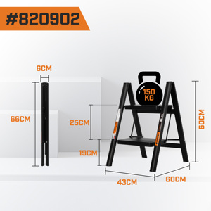 KSEIBI ESCALERA PLEGABLE DE ACERO INDUSTRIAL DE ALTA CALIDAD/NEGRO 2 ESCALONES - Product Image 4