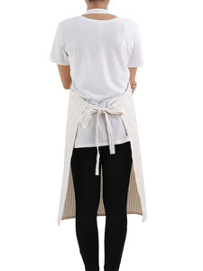 100% Cotton <b>Yarn</b>-Dyed Sleeveless Beige Checked Apron Custom Logo <b>Linen</b> for Kitchen Household Use Restaurants Wholesale MOQ - Product Image 6