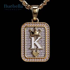 Elegante diseño helado Crown Ace K Naipe colgante 925 Plata y 18K chapado en oro Moissanite colgantes y dijes - Product Image 2