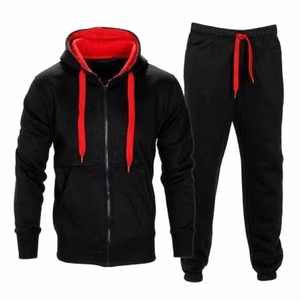 Conjunto Deportivo de Dos Piezas para Hombre, Estilo Urbano, Color Sólido, Corte Regular, Talla Grande, Informal, para Entrenamiento, 100% Algodón - Product Image 1