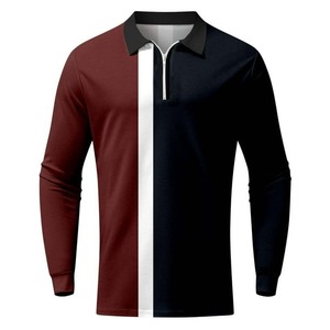 Venta al por mayor America Men's Sporty for Polo Camisetas Tallas grandes 100% Algodón Casual Golf Manga larga Solapa Bordado Color - Product Image 4
