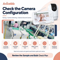 Anicebb Monitor Bayi Layar Terpisah Mendukung hingga 2 Kamera Layar 5 Inci dengan Kamera Tambahan Opsional dan Tampilan Berputar