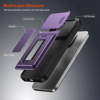 Coque de protection antichoc et anti-traces de doigts de haute qualité avec porte-cartes et protection coulissante pour appareil photo pour Honor 600 Smart 5G