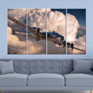 Tableau sur toile imprimé moderne : Décoration d'avion militaire, 4P : Prêt à accrocher - Product Image 1