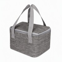 Sac isotherme tissé chiné avec double fermeture éclair et poignée en sangle pour boîte à lunch