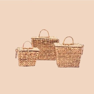 Natural Seagrass Rattan <b>Storage</b> Organizer <b>Basket</b> With Lid Picnic Food <b>Storage</b> Pot Indoor Plants Laundry <b>Basket</b> Box - Product Image 3