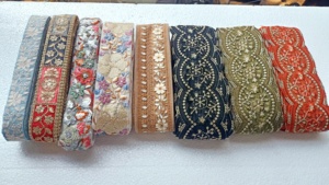 Custom Made Machine Embroidered <b>Ribbons</b> & Laces in Floral Designs and in Seven Colours for <b>Wedding</b> Dresses in 1.25 Inch Width - Product Image 5