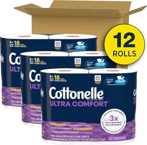 Papier toilette Cottonelle Ultra Comfort avec texture Cushion CleaningRipples, 12 méga-rouleaux familiaux = 54 rouleaux standard - Product Image 5