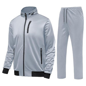 Ensemble de survêtement en molleton respirant à fermeture éclair intégrale, imprimé uni, décontracté et athlétique, unisexe, 2025, fabrication directe, manches longues, vestes et pantalons, hiver - Product Image 2