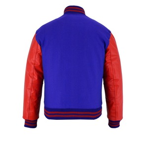 2025 OEM <b>Men's</b> Winter Heated Varsity <b>Jacket</b> Blue Fleece Red <b>Leather</b> Sleeves Stand Collar Hot Trending Fashion <b>Jackets</b> Wholesale - Product Image 4