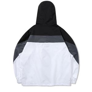 Chaqueta Cortavientos Ligera de Poliéster para Hombre y Mujer, con Bloques de Color, Capucha y Cremallera, Negra y Blanca, Talla Grande, para Deportes al Aire Libre de Verano 2026 - Product Image 4