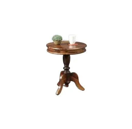 Sheesham Table d'appoint ronde Vintage en bois massif, finition teck, prix Direct d'usine