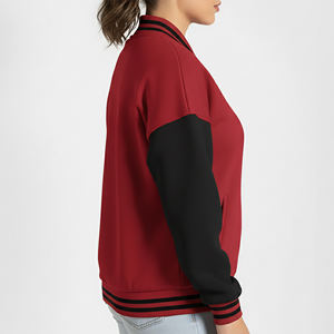 Vestes universitaires en gros, logo personnalisé, poids lourd, unies, vierges, streetwear, boutonnées, coupe ample, veste varsity pour femmes - Product Image 6