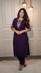 LANZAMIENTO NUEVO ROMAN SEDA FESTIVA DESGASTE KURTI PENT CON HEAVY LICHI DUPATTA SET - Product Image 2