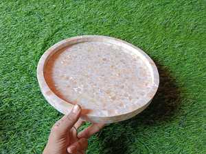 Plateaux de service exquis en bois pour desserts et bonbons avec nacre incrustée Cadeaux personnalisés pour les célébrations du Ramadan et de l'Aïd - Product Image 3