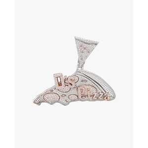 Pendentif personnalisé en or 14 carats avec logo pizza et moissanite, design unique, pendentif et breloques - Product Image 1