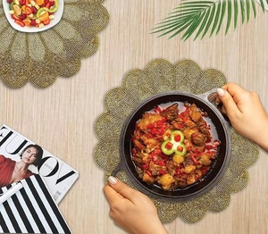 High Quality Handcrafted Circular Shaped Decorative Glass <b>Beads</b> Unique Luxury Design Table <b>Placemats</b> Very Low Budget Price - Product Image 4