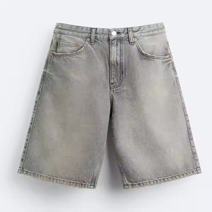 กางเกงขาสั้นผ้ายีนส์เบอร์มิวดาเข้ารูปพอดีตัวสำหรับผู้ชายผ้าปักสไตล์ลำลองระบายอากาศ - Product Image 4