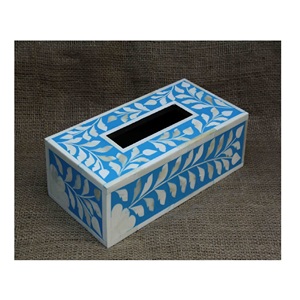 Boîte à mouchoirs au design moderne de style européen incrustation de résine et d'os de luxe avec incrustation de vadrouille polie décoration de maison de luxe légère et créative - Product Image 4