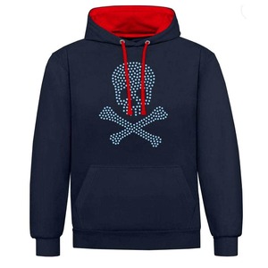 Sudadera con capucha de gran tamaño personalizada con diamantes de imitación, ropa de calle de peso pesado para hombres OEM/ODM fabricante Sudadera con capucha con diamantes de imitación completos - Product Image 1