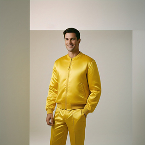 Manteau de veste en satin à fermeture éclair à col rond OEM Blouson en satin à la mode de haute qualité - Product Image 5