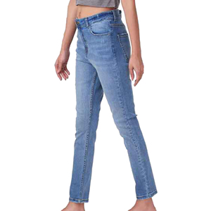 Pantalones de mezclilla lavados de cintura alta personalizados de alta calidad para mujer, pantalones de mezclilla rectos hechos con el mejor material para mujer - Product Image 5