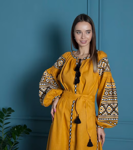 Vyshyvanka-vestido de fiesta de manga larga con cuello en V, borlado - Product Image 3